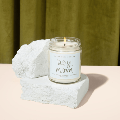 Boy Mom Soy Candle - Clear Jar - 9 oz (Palo Santo Patchouli) - My American Goods