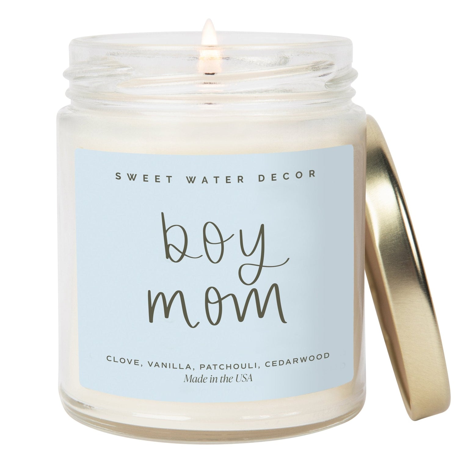 Boy Mom Soy Candle - Clear Jar - 9 oz (Palo Santo Patchouli) - My American Goods