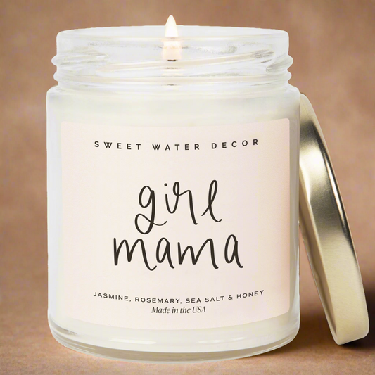 Girl Mama Soy Candle - Clear Jar - 9 oz (Wildflowers and Salt) - Sweet Water Decor - Candles