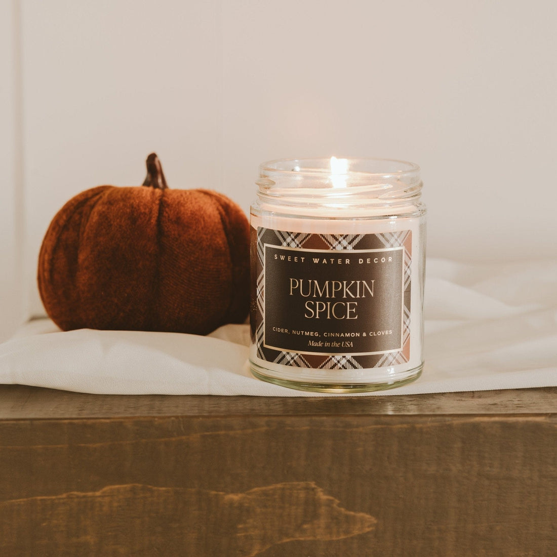 Pumpkin Spice Soy Candle - Patterned 9 oz - Clear Jar