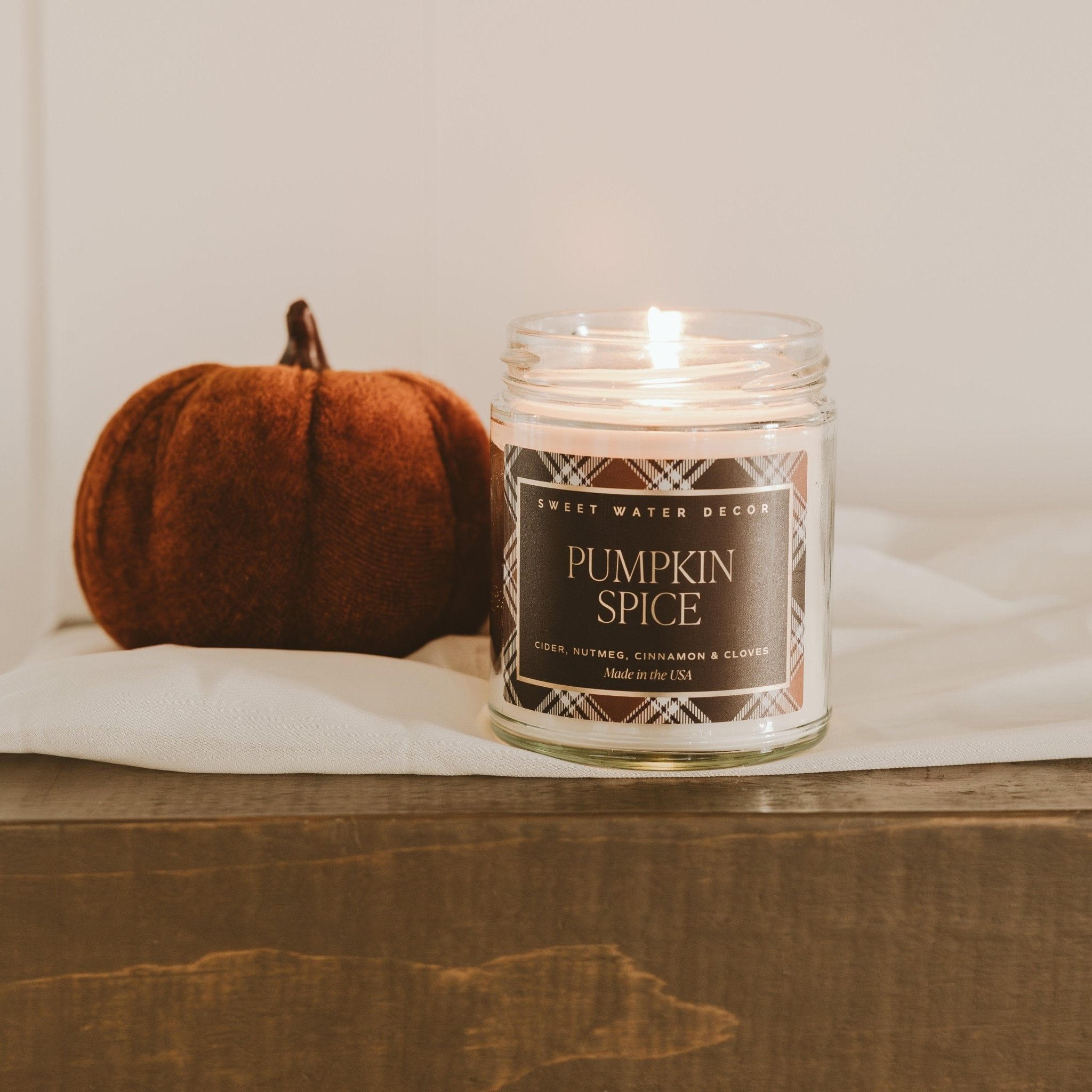 Sweet Water Decor Candles Pumpkin Spice Soy Candle - Patterned 9 oz - Clear Jar