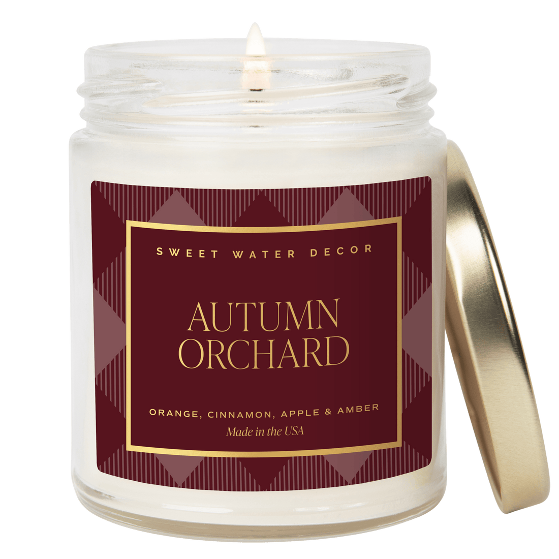 Autumn Orchard Soy Candle - Patterned 9 oz - Clear Jar (Mulled Cider) - My American Goods