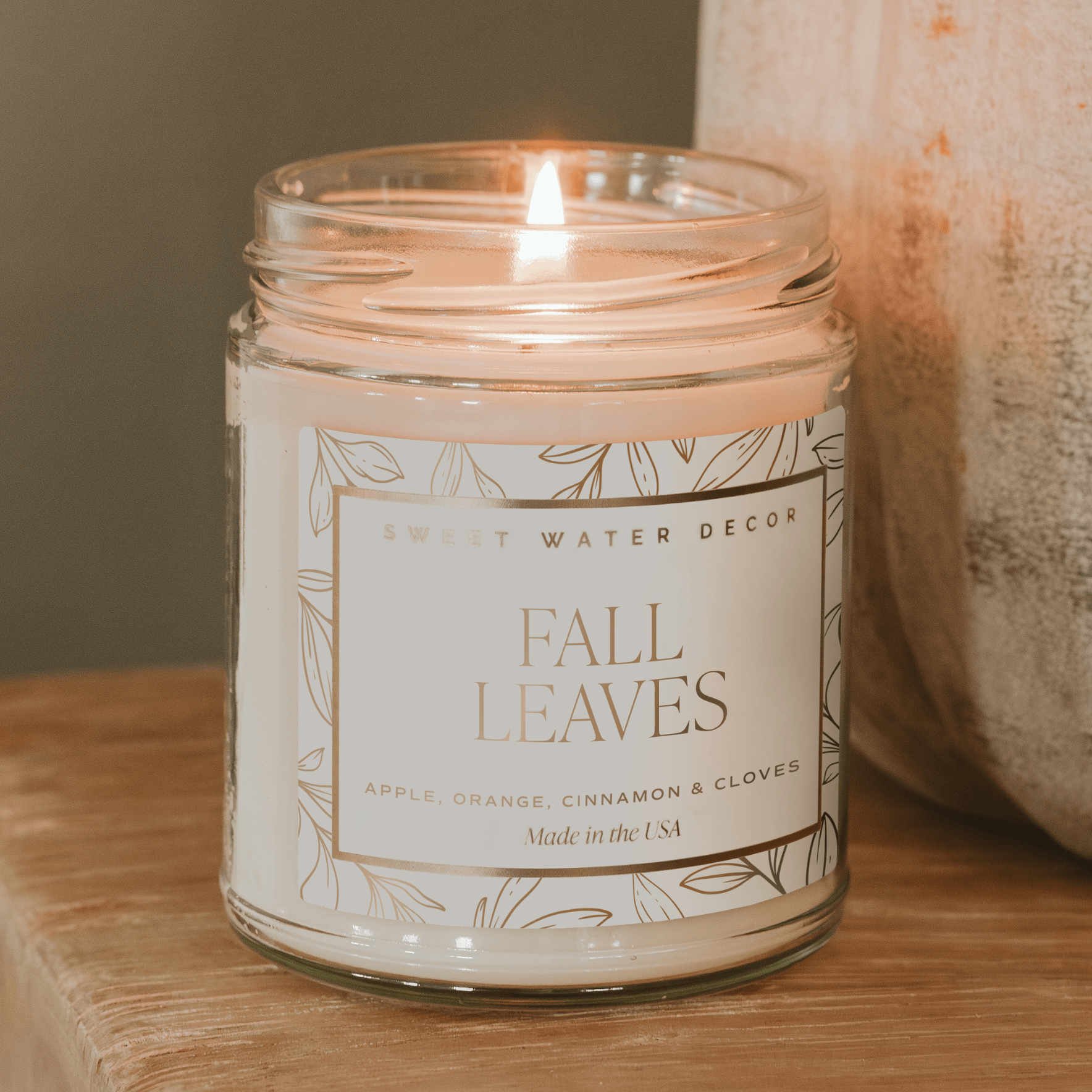 Sweet Water Decor Candles Fall Leaves Soy Candle - Patterned 9 oz - Clear Jar