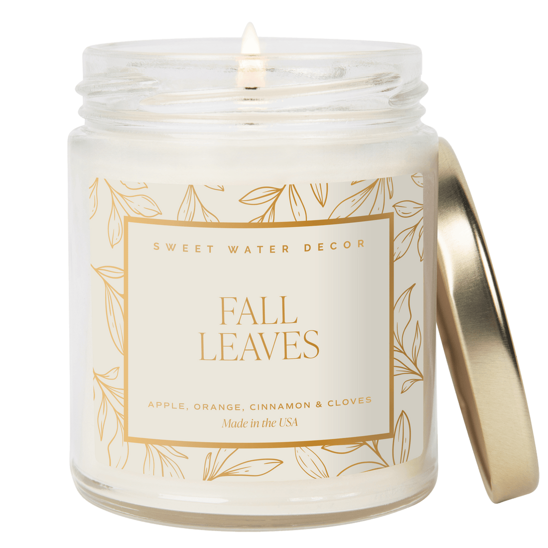 Fall Leaves Soy Candle - Patterned 9 oz - Clear Jar - My American Goods