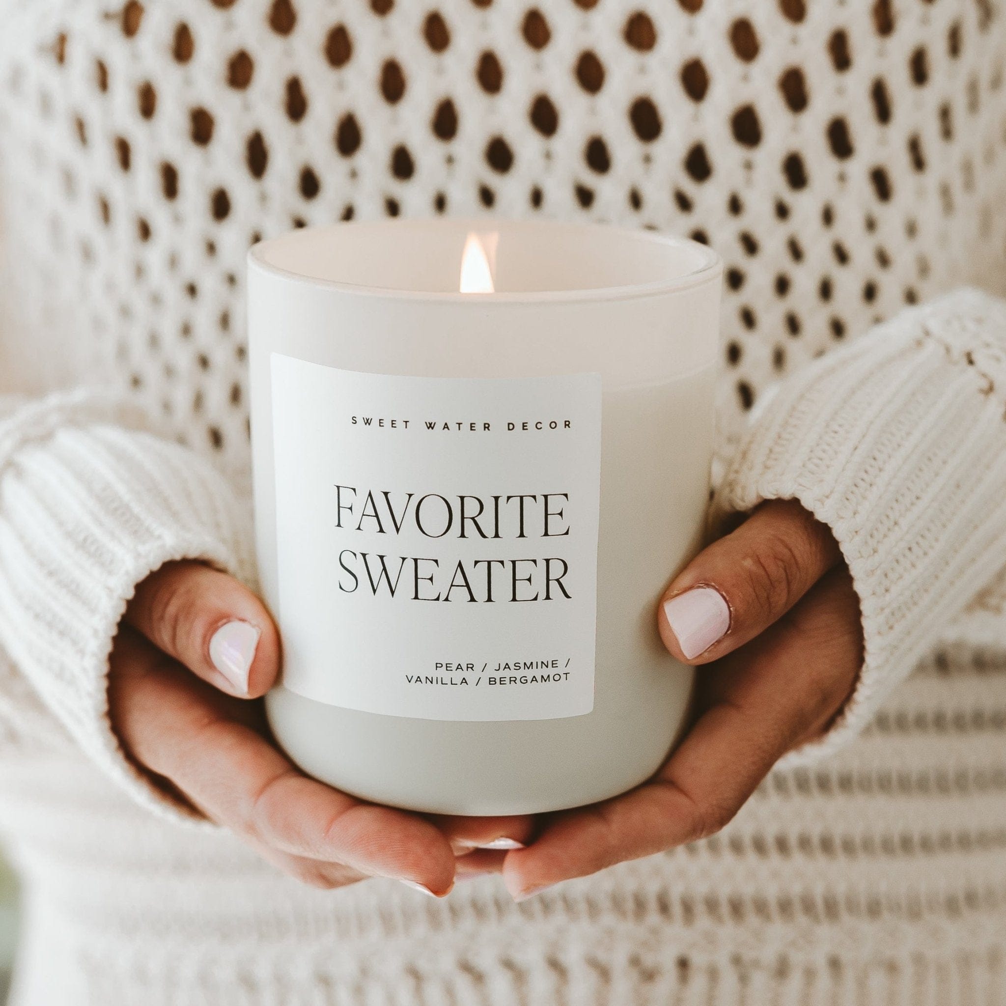 Sweet Water Decor Candles Favorite Sweater Soy Candle - Tan Matte Jar - 15 oz