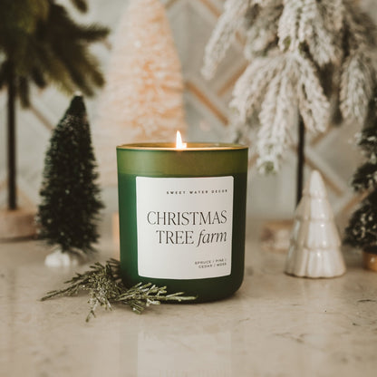 Christmas Tree Farm Soy Candle - Green Matte Jar - 15 oz - My American Goods