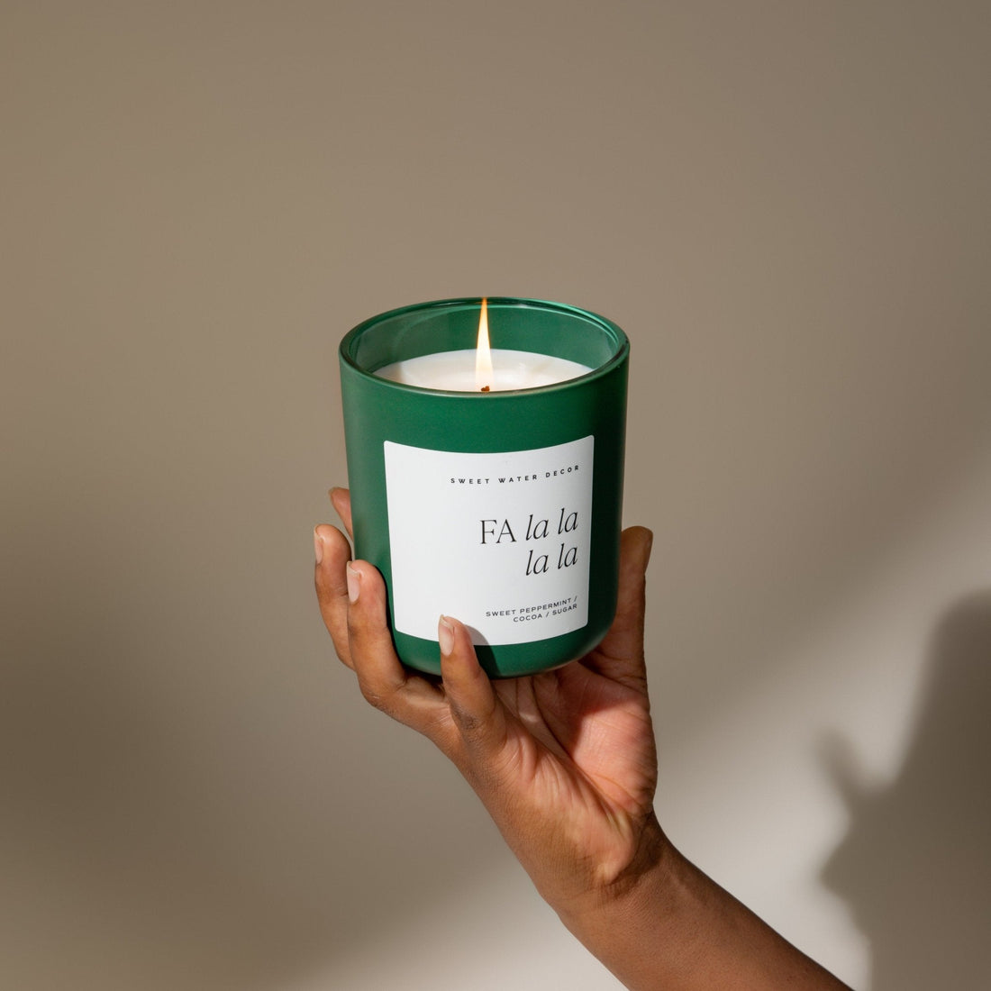 Fa La La La La Soy Candle - Green Matte Jar - 15 oz (Hot Cocoa and Peppermint) - My American Goods