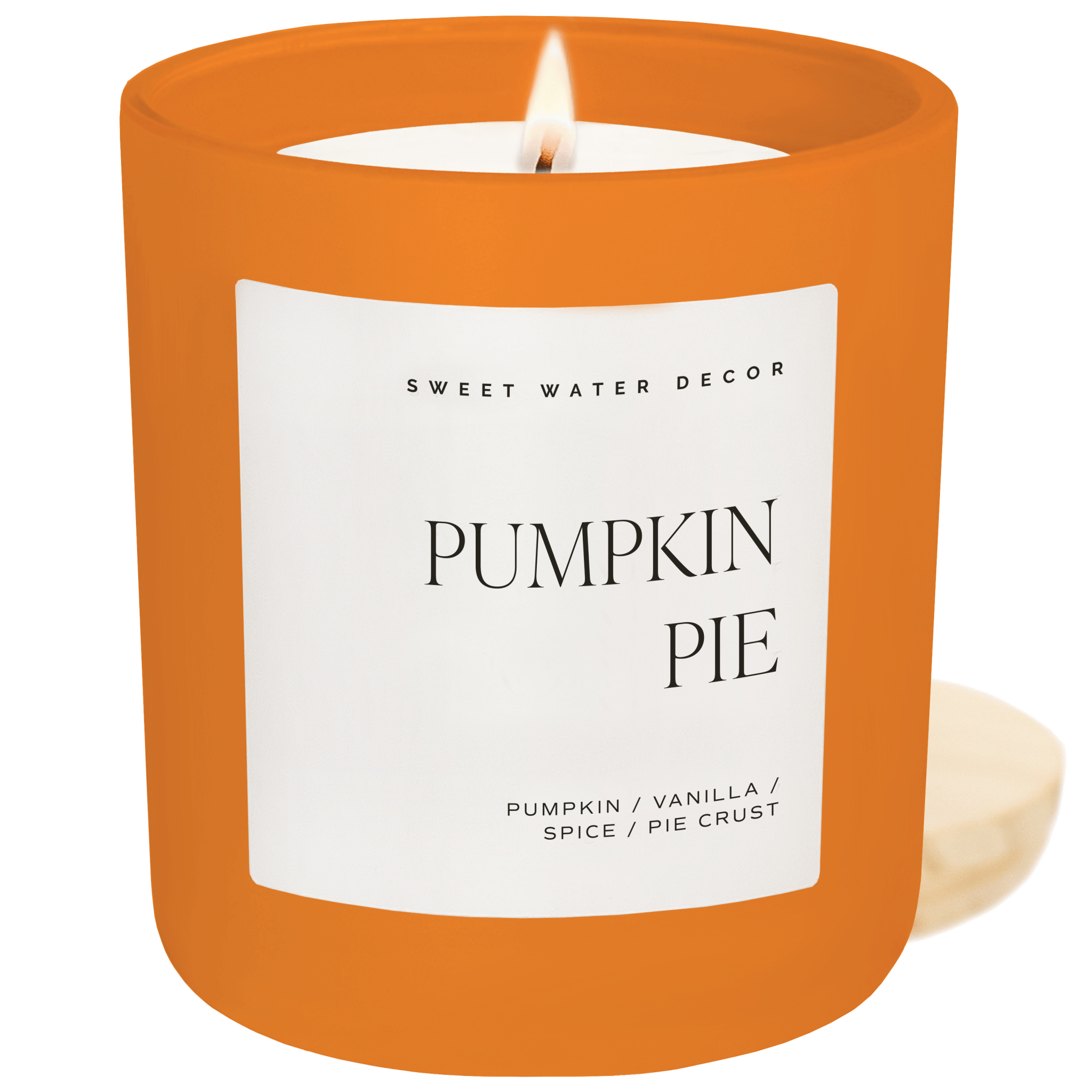 Sweet Water Decor Candles Pumpkin Pie Soy Candle - Orange Matte Jar - 15 oz (Hello Pumpkin)