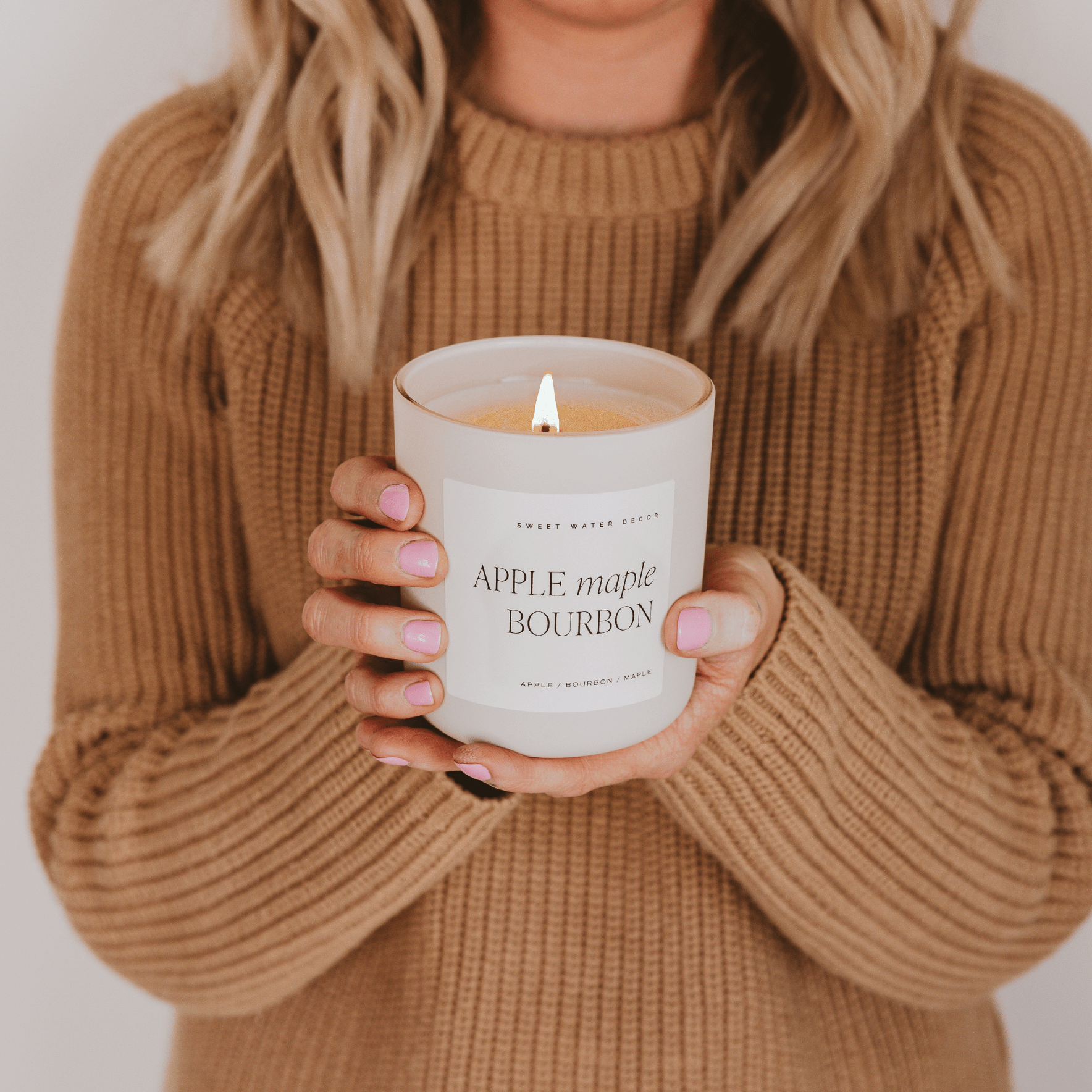Sweet Water Decor Candles Apple Maple Bourbon Soy Candle - Tan Matte Jar - 15 oz (Sunday Brunch)