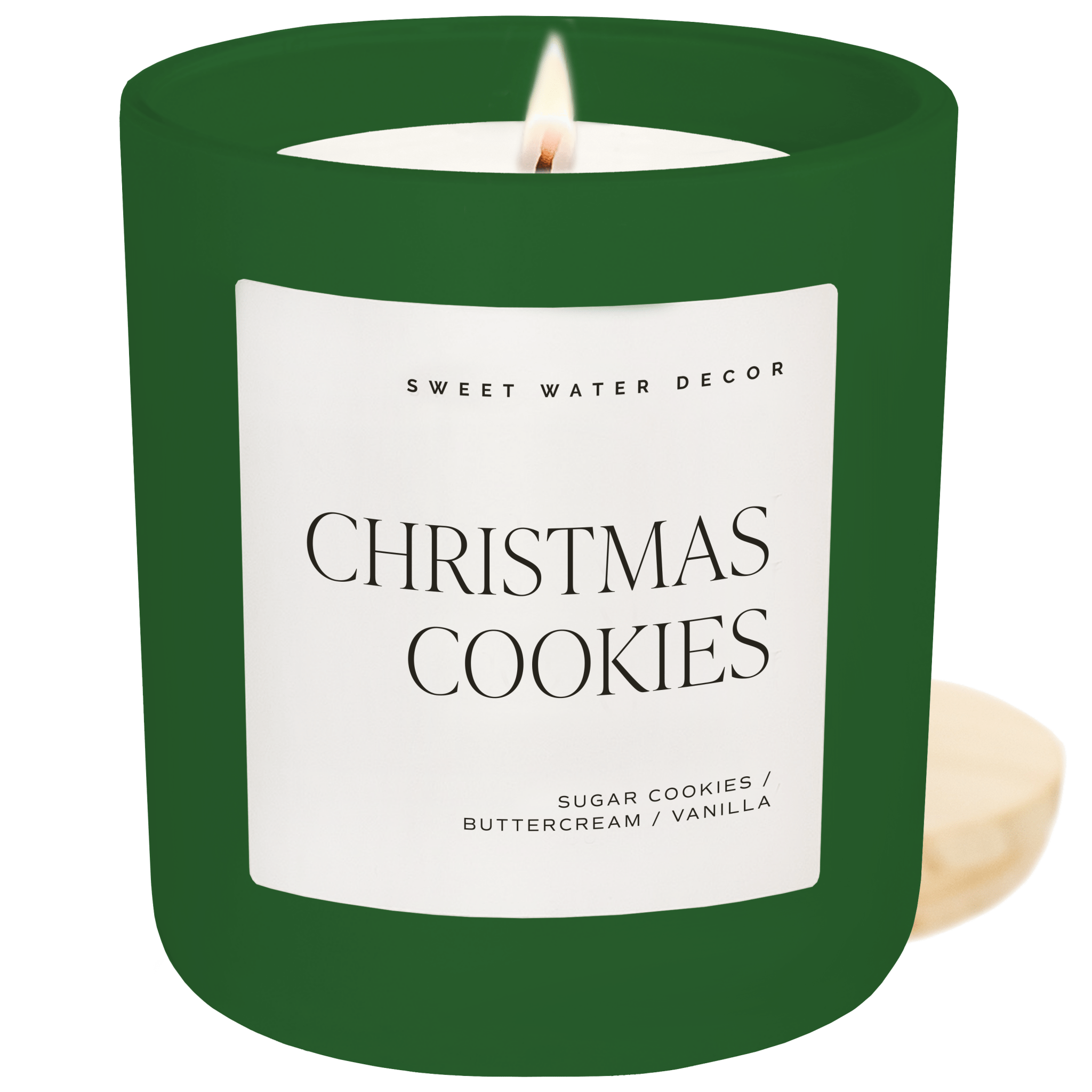 Sweet Water Decor Candles Christmas Cookies Soy Candle - Green Matte Jar - 15 oz (Sugar Cookies)