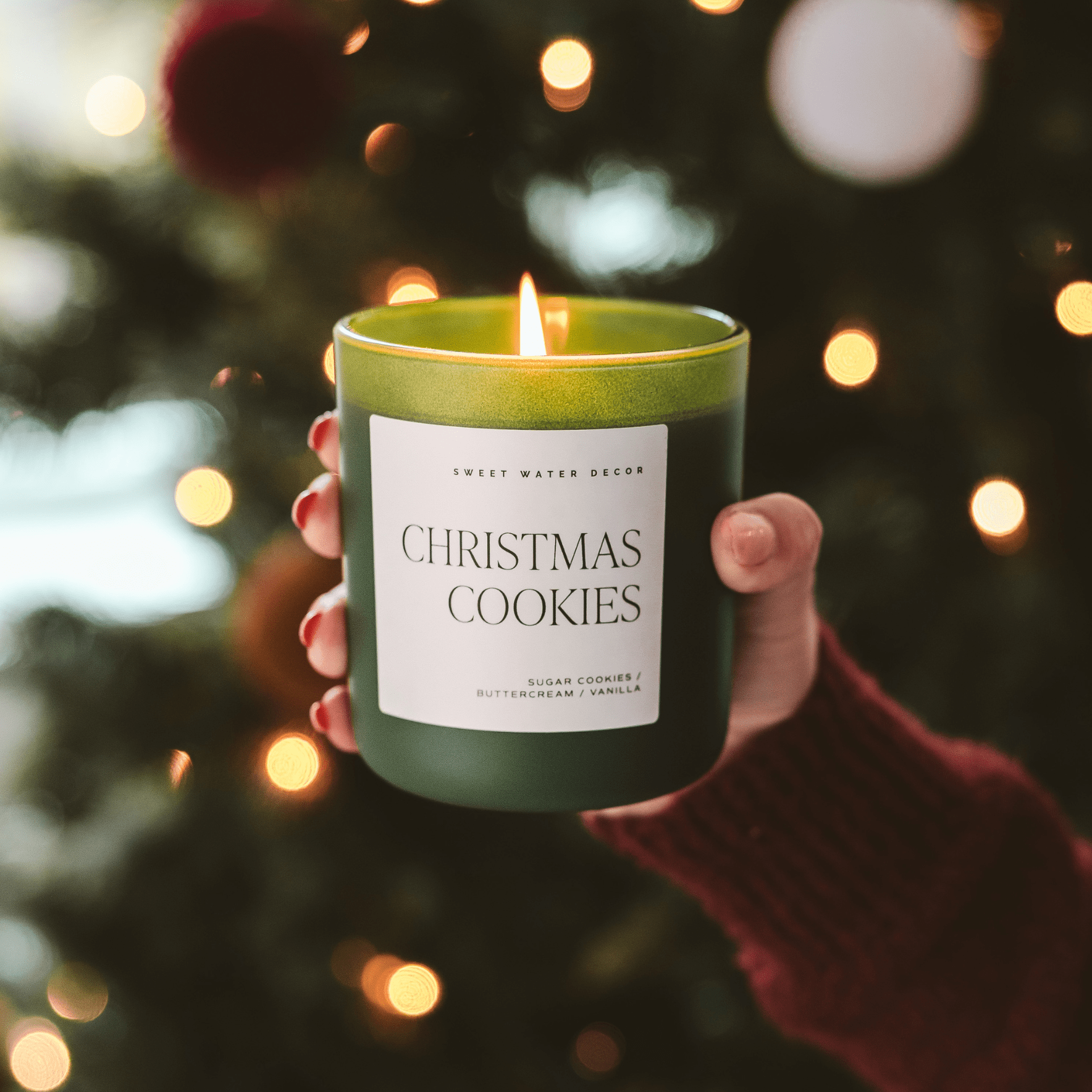 Sweet Water Decor Candles Christmas Cookies Soy Candle - Green Matte Jar - 15 oz (Sugar Cookies)