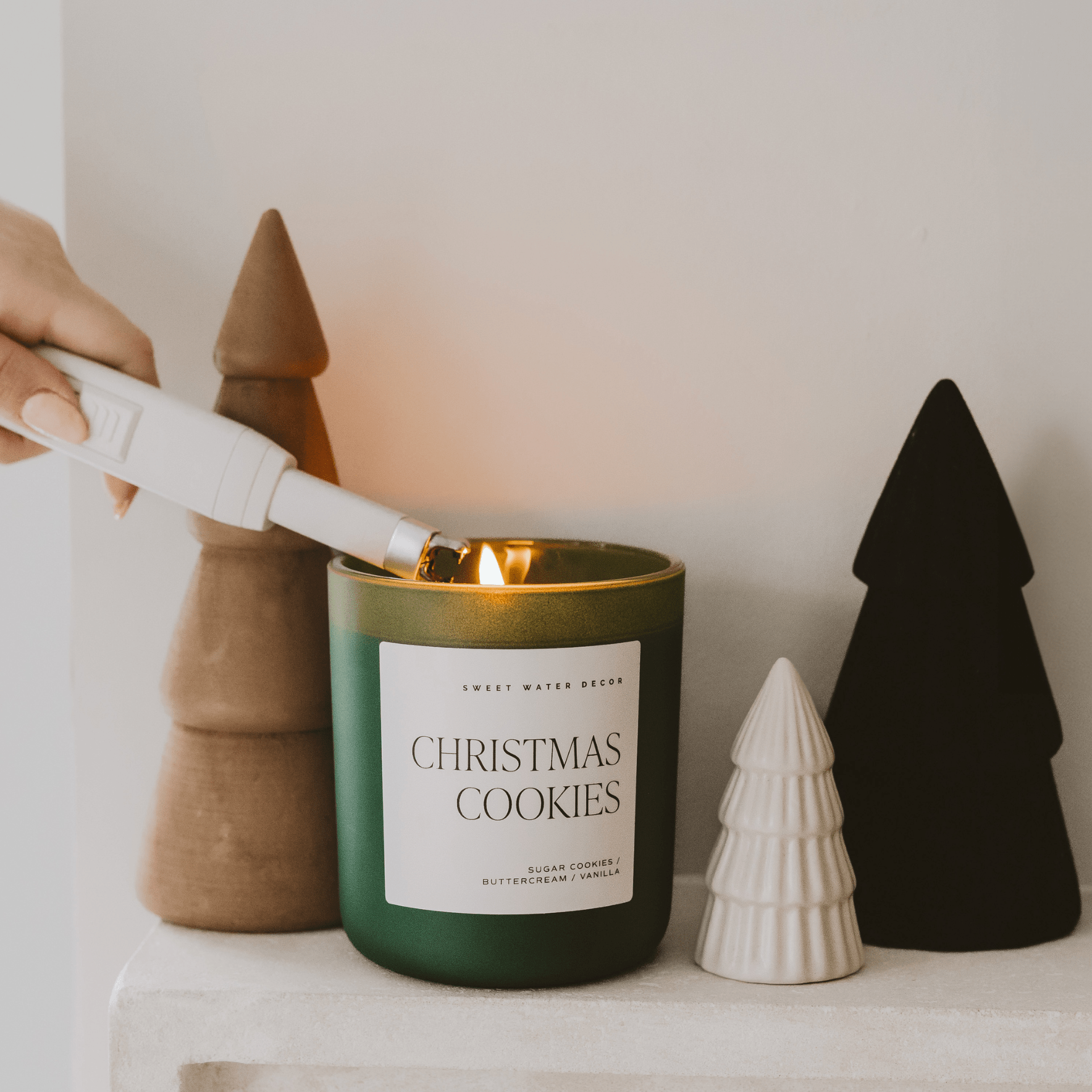 Sweet Water Decor Candles Christmas Cookies Soy Candle - Green Matte Jar - 15 oz (Sugar Cookies)