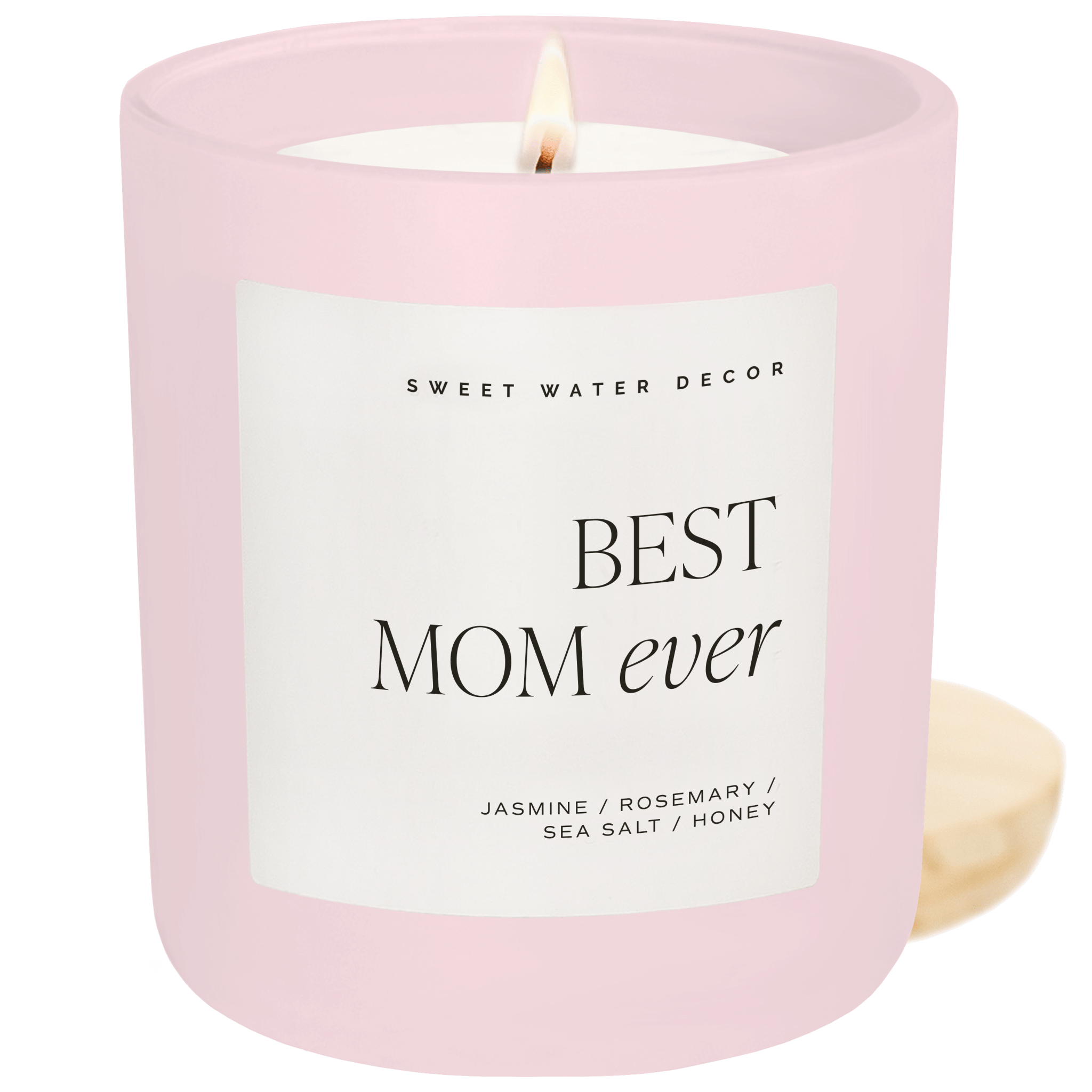 Sweet Water Decor Candles Best Mom Ever Soy Candle - Pink Matte Jar - 15 oz (Wildflowers and Salt)