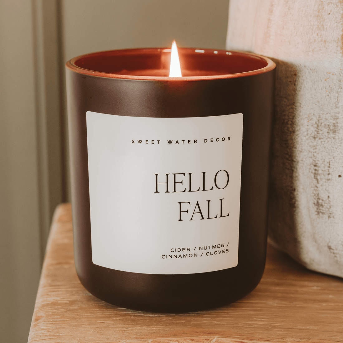 Hello Fall Soy Candle - Brown Matte Jar - 15 oz - My American Goods