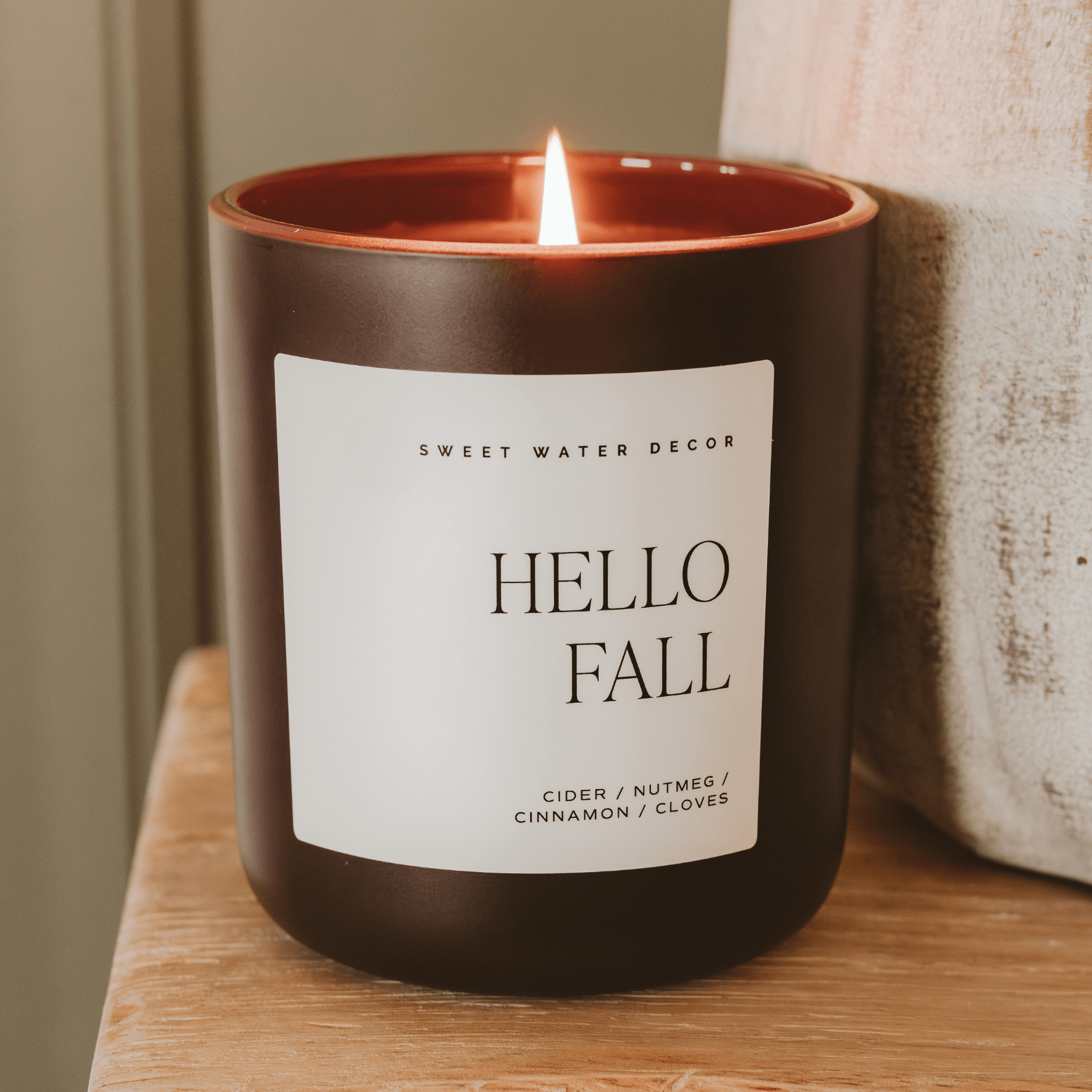 Sweet Water Decor Candles Hello Fall Soy Candle - Brown Matte Jar - 15 oz