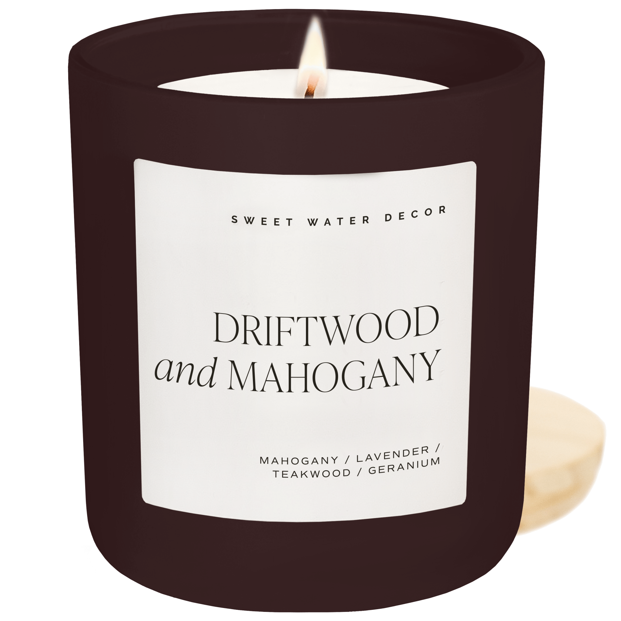 Sweet Water Decor Candles Driftwood and Mahogany Soy Candle - Brown Matte Jar - 15 oz