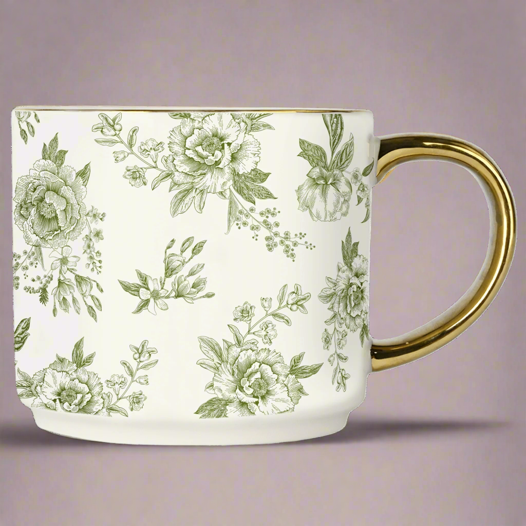 Green Delft 17oz. Coffee Mug - Sweet Water Decor - Coffee Mugs