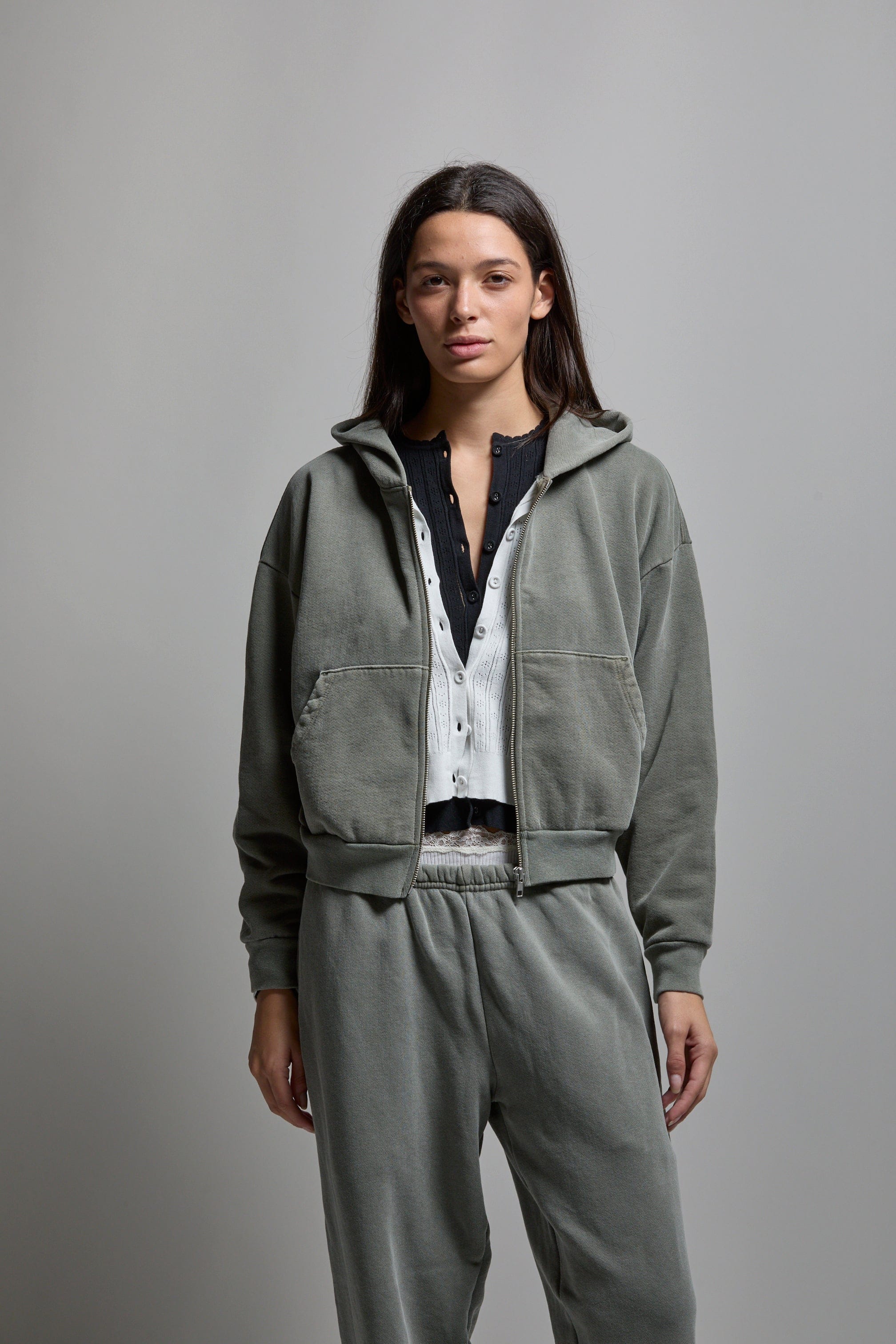 Rosie Cropped Zip-Up Hoodie