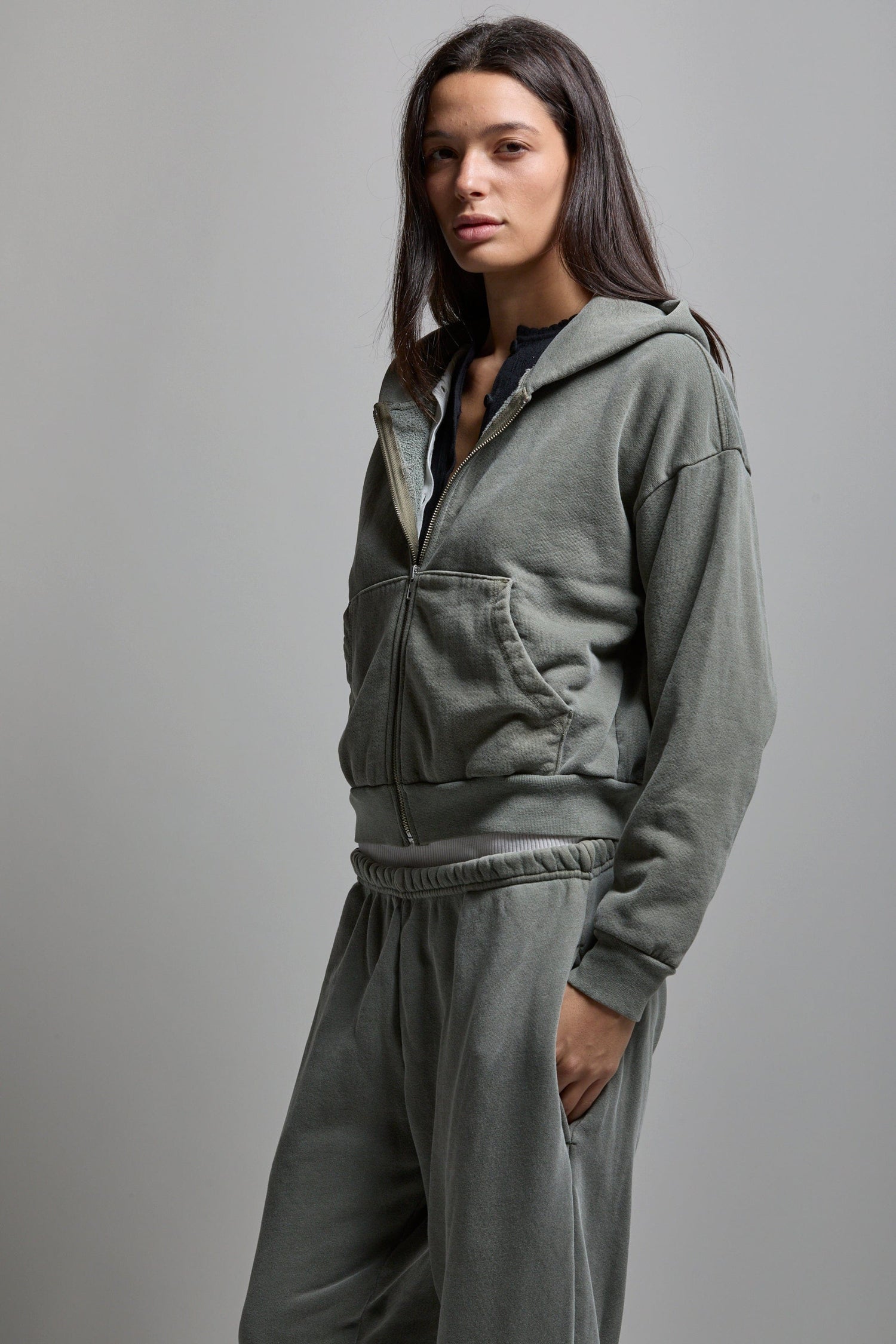 Rosie Cropped Zip-Up Hoodie