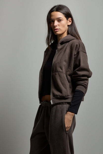 Rosie Cropped Zip-Up Hoodie