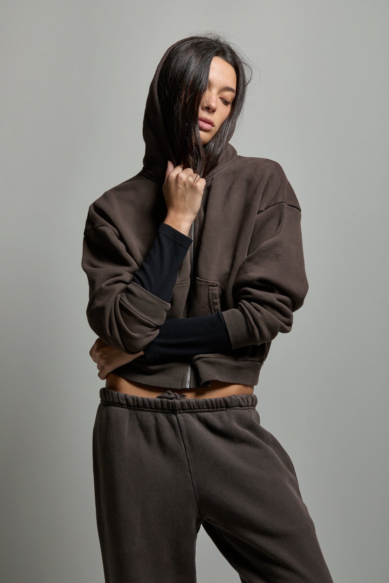 Rosie Cropped Zip-Up Hoodie