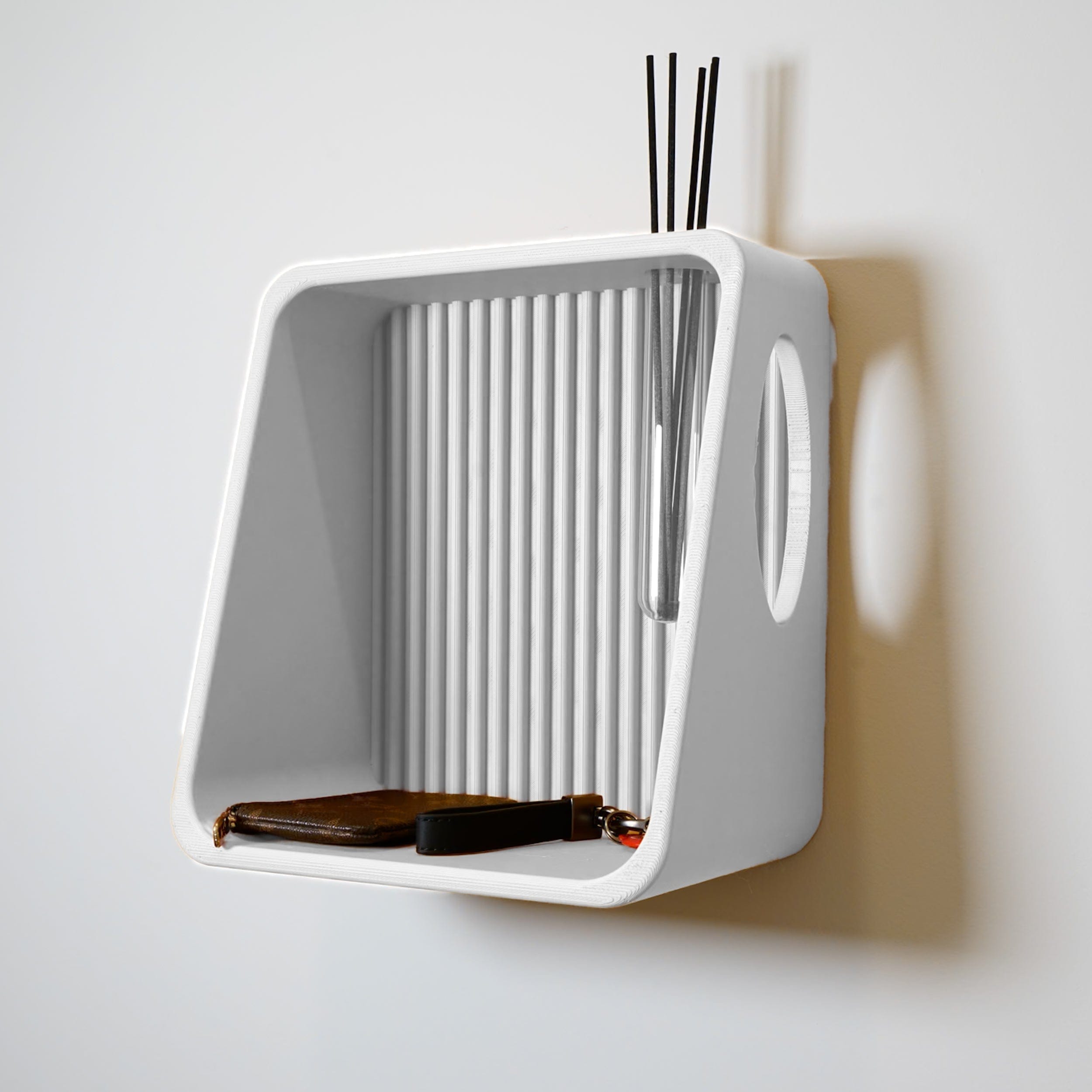 Rosebud HomeGoods Floating Shelf White Modern Floating Wall Shelf, Propagation or Reed Diffuser