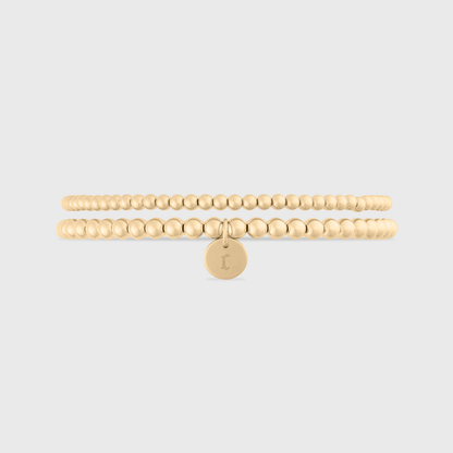 Cuffed by Nano LLC SMALL - 6.5" / c Old English Initial Juno Double Bracelet Stack (3mm + 4mm)