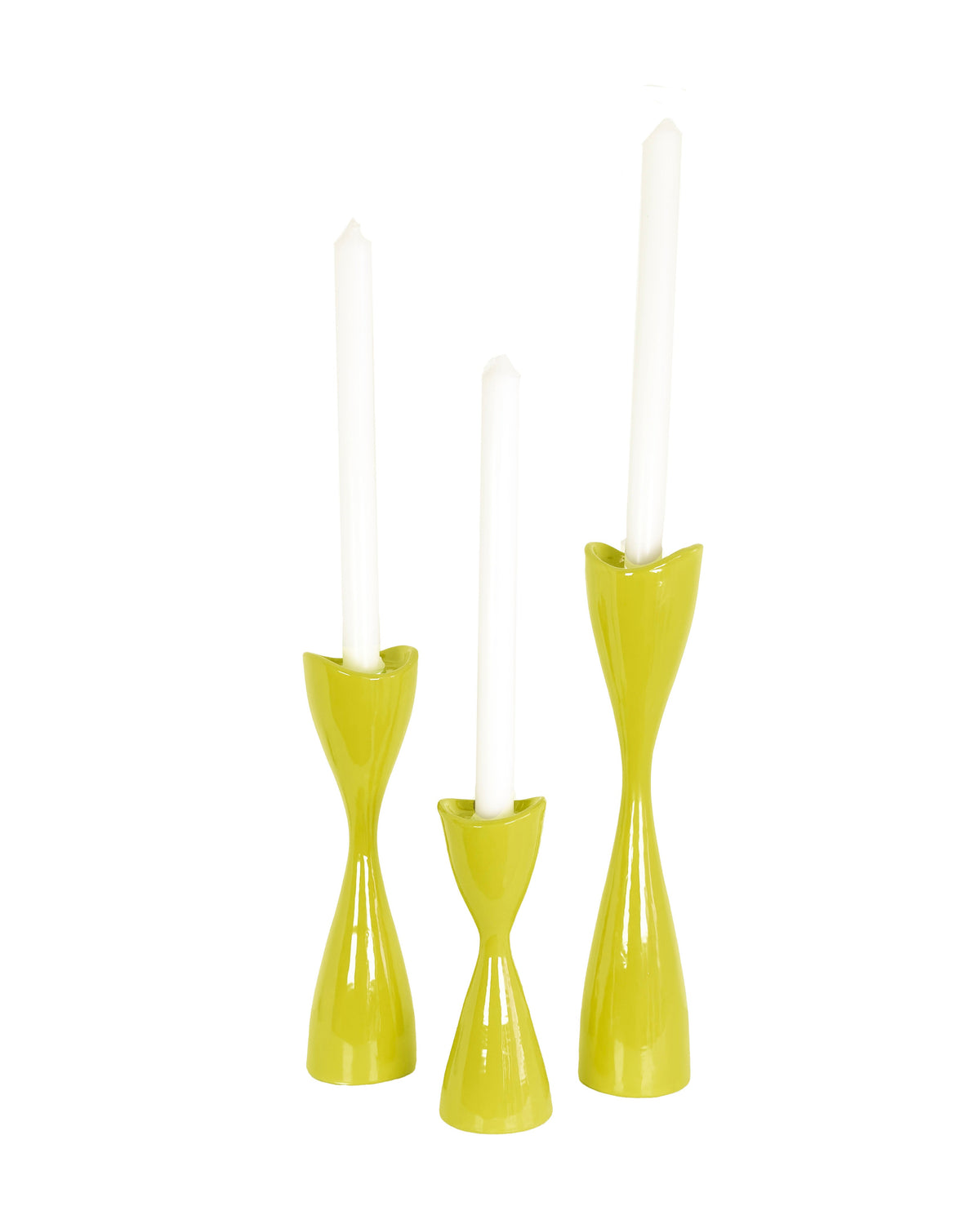 Tulip Candlestick Holders in Cactus Green