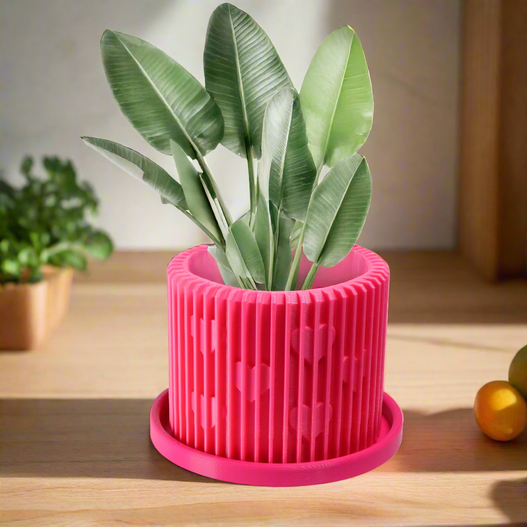 Modern Heart-Shaped Planter with Drainage &amp; Saucer – Unique Valentine’s Day Gift for Plant Lovers, 3d Printed Planter Home Hosting Decor,