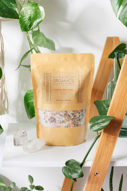 Butter Me Up Organics Bath Calming Bath Salts / Detox / Relaxation / Lavender &amp; Chamomile / Essential Oils / Organic Herbs / Herbal Bath Salts for Relaxation Stress