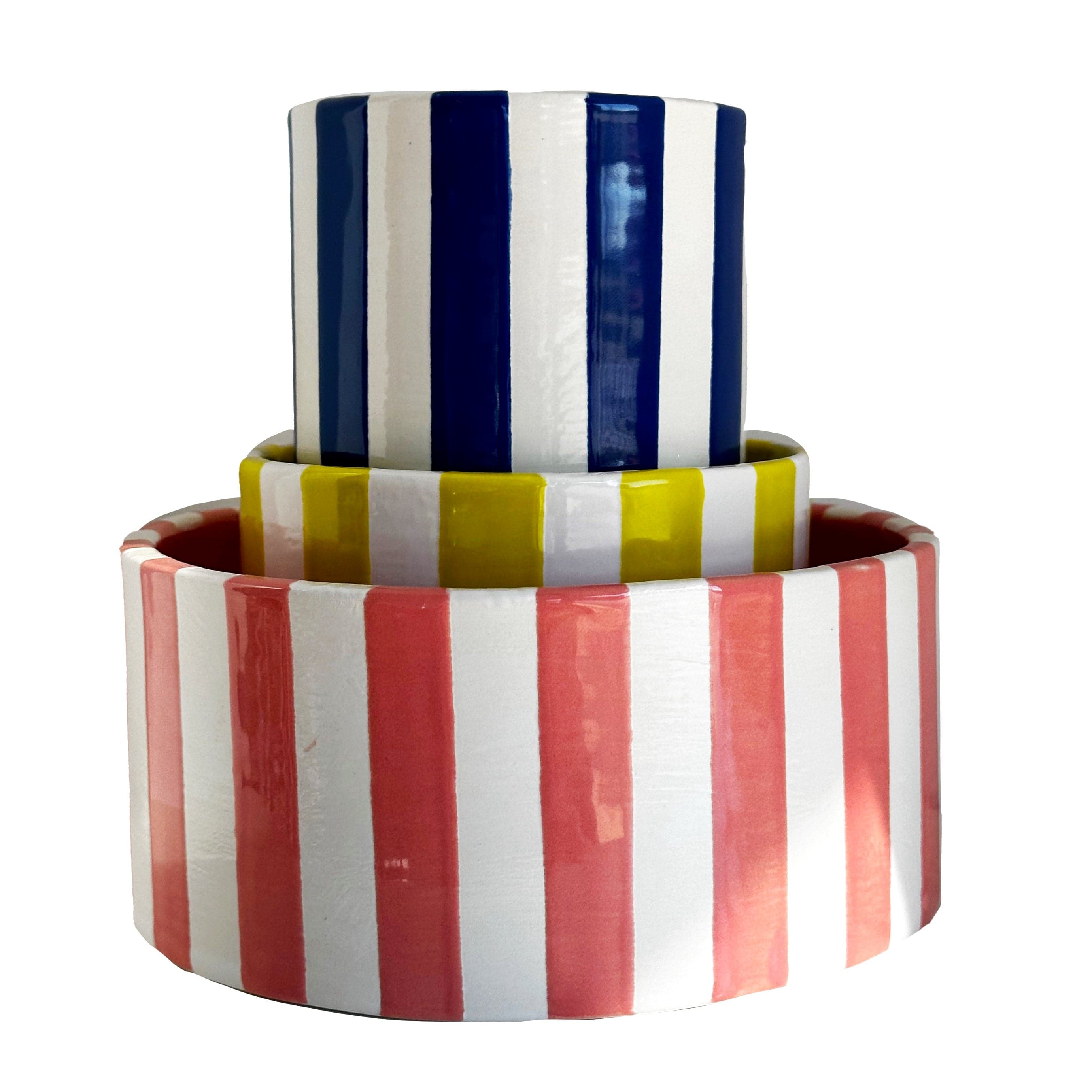 Ruby Clay Company Big Top Stripes Handpoured Candle &amp; Vase
