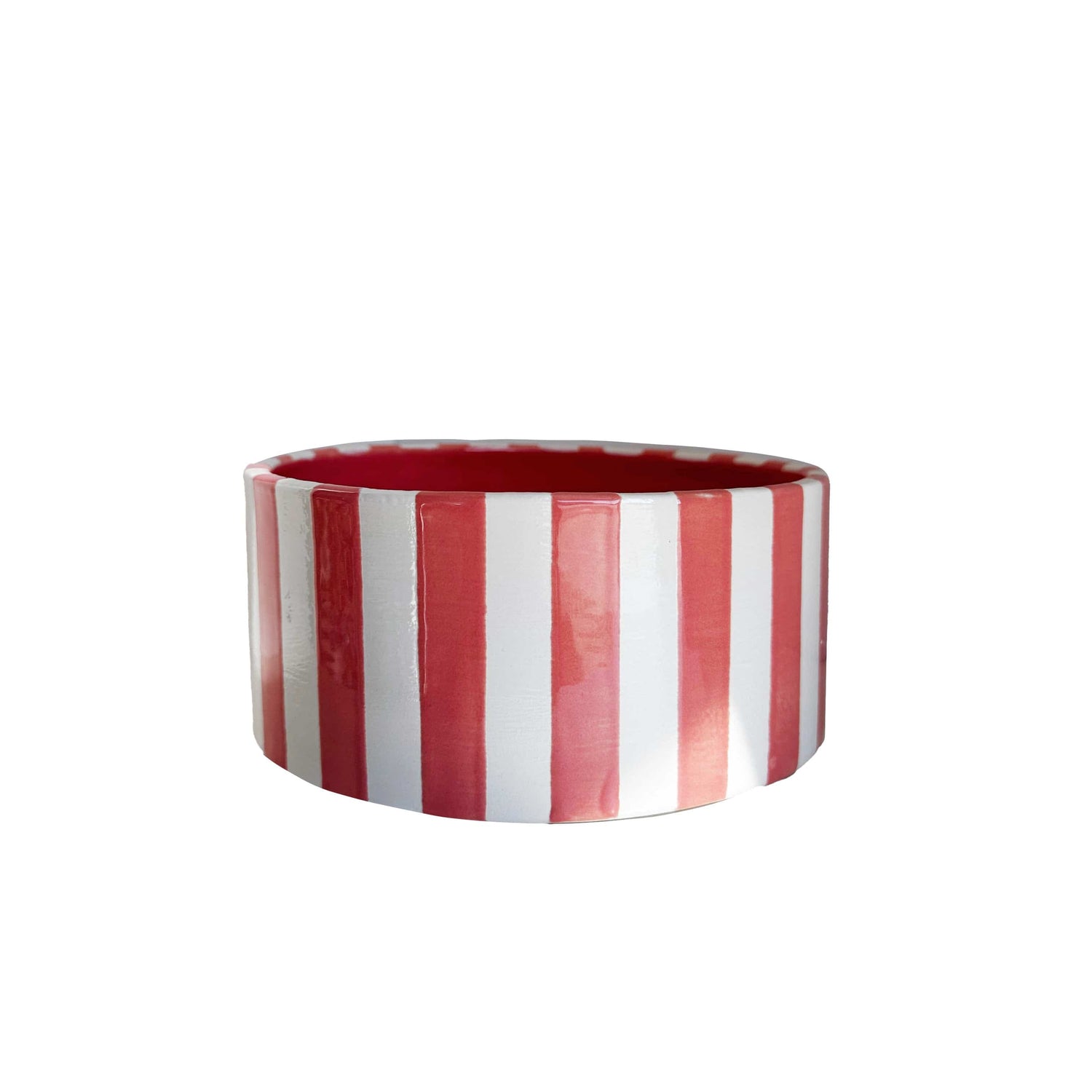 Ruby Clay Company Small / Candle of Pure Beeswax / Malibu Pink Big Top Stripes Handpoured Candle &amp; Vase