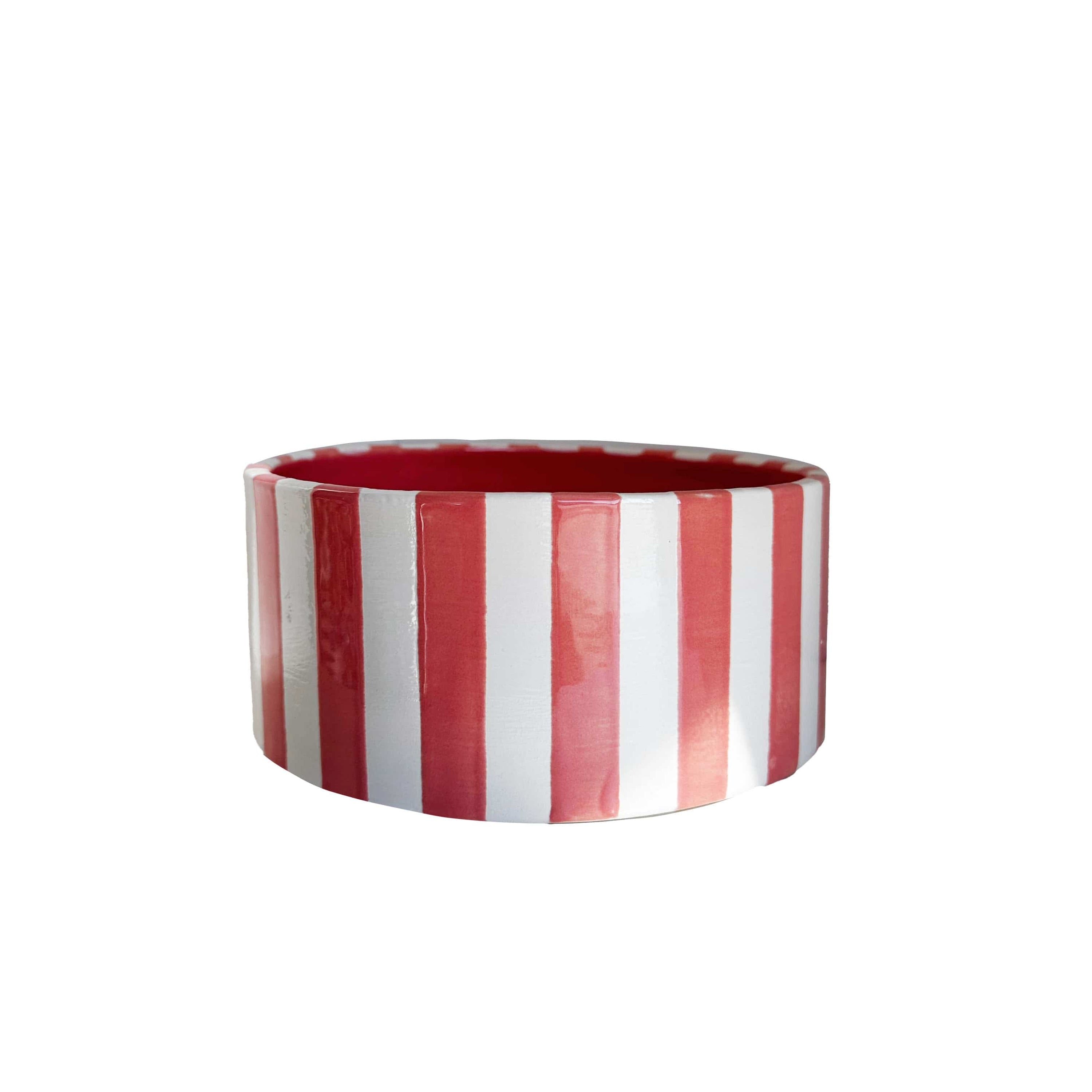 Ruby Clay Company Small / Candle of Pure Beeswax / Malibu Pink Big Top Stripes Handpoured Candle &amp; Vase
