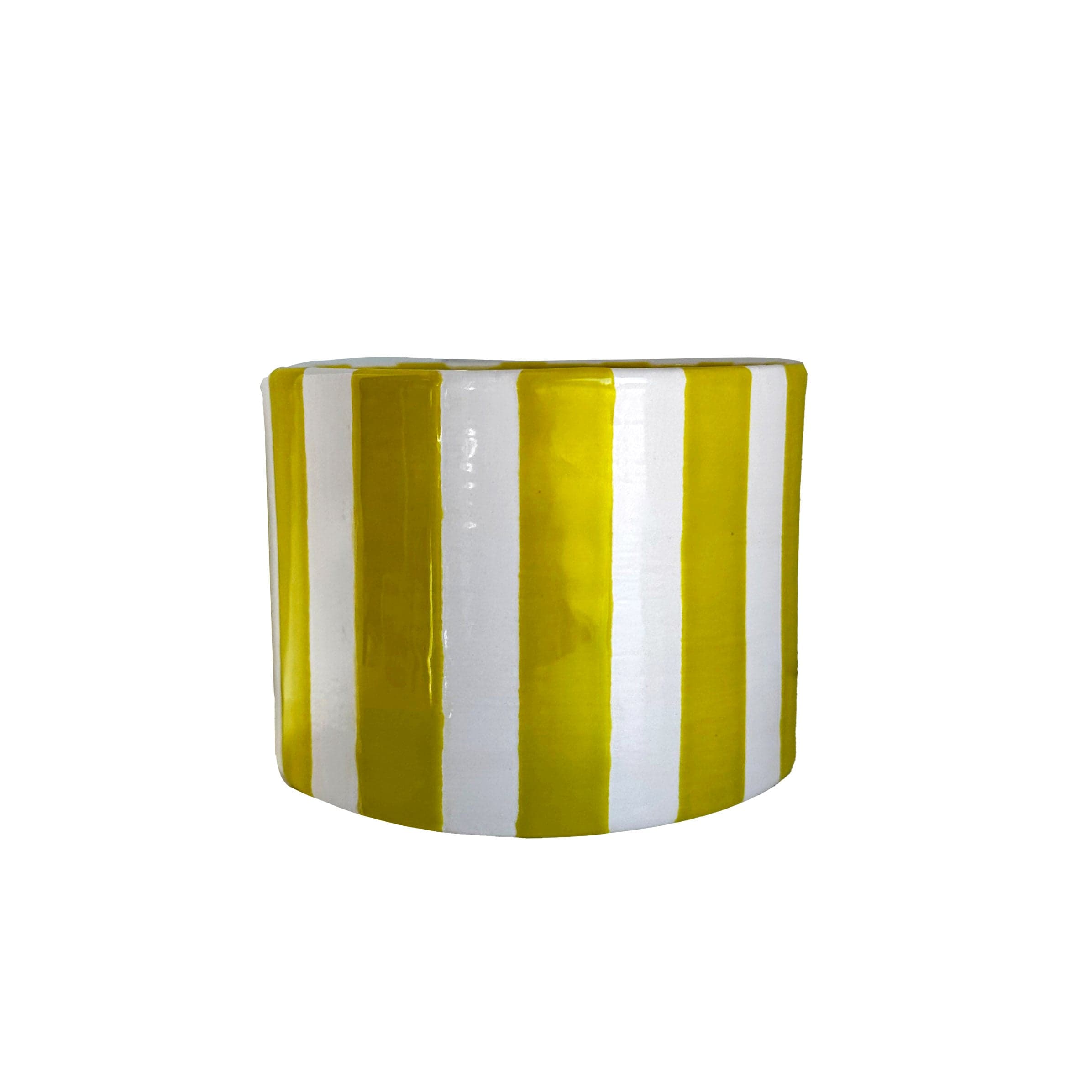 Ruby Clay Company Small / Candle of Pure Beeswax / Cactus Green Big Top Stripes Handpoured Candle &amp; Vase