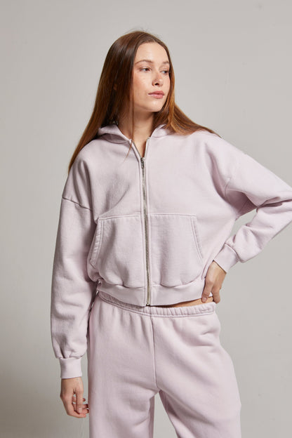 Rosie Cropped Zip-Up Hoodie