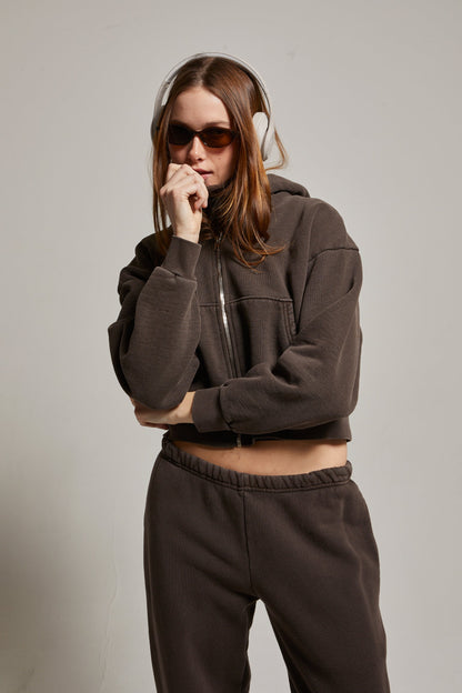 Rosie Cropped Zip-Up Hoodie