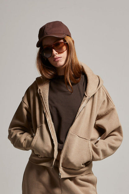 Rosie Cropped Zip-Up Hoodie