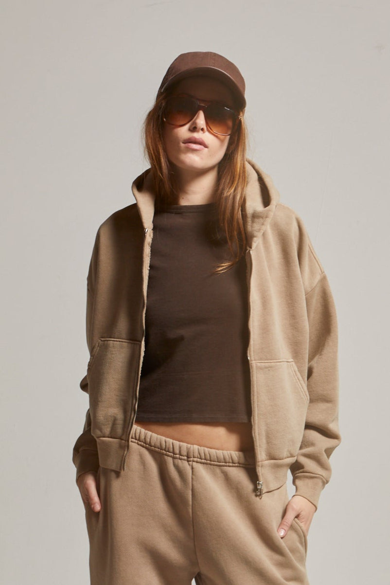 Rosie Cropped Zip-Up Hoodie