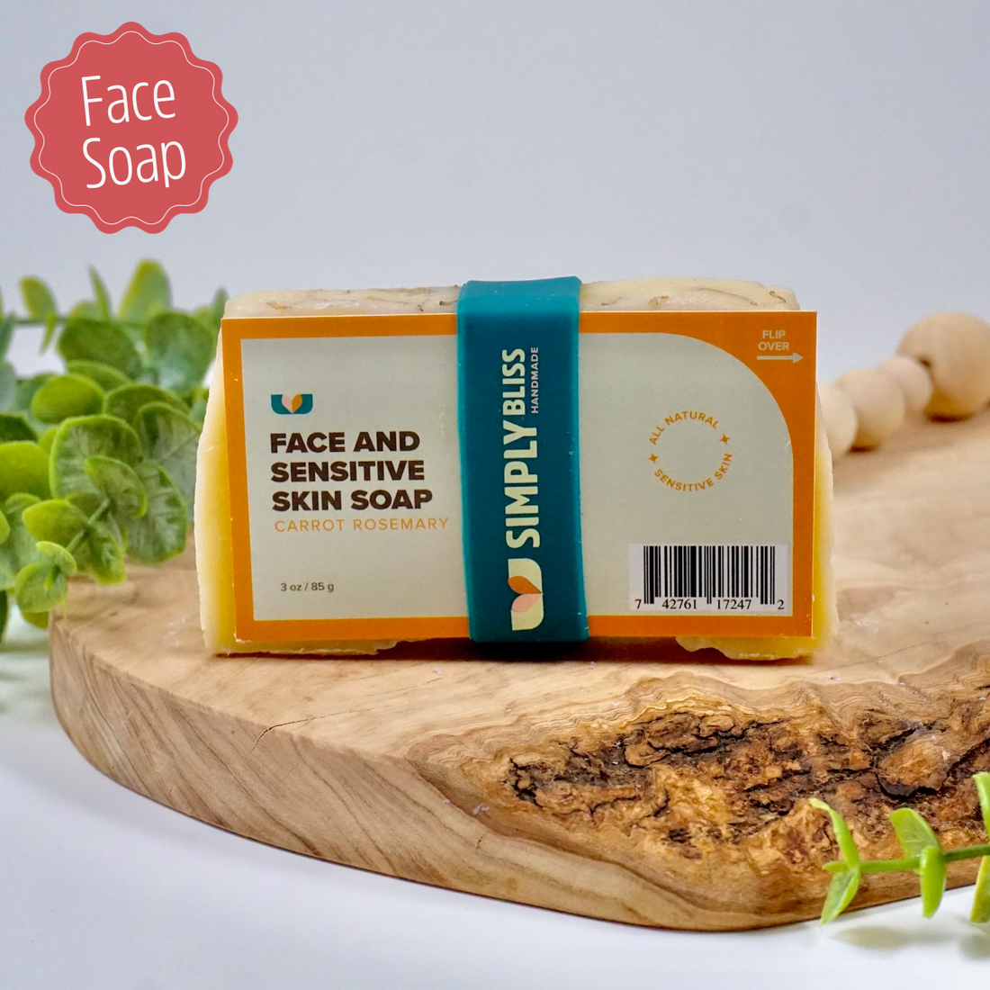 Gentle Carrot Rosemary Sensitve Skin &amp; Face Bar Soap - My American Goods