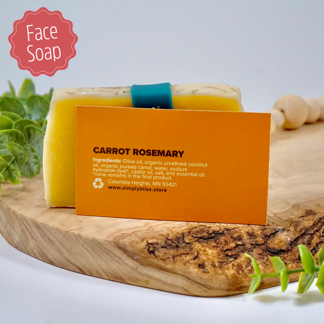 Gentle Carrot Rosemary Sensitve Skin &amp; Face Bar Soap - My American Goods
