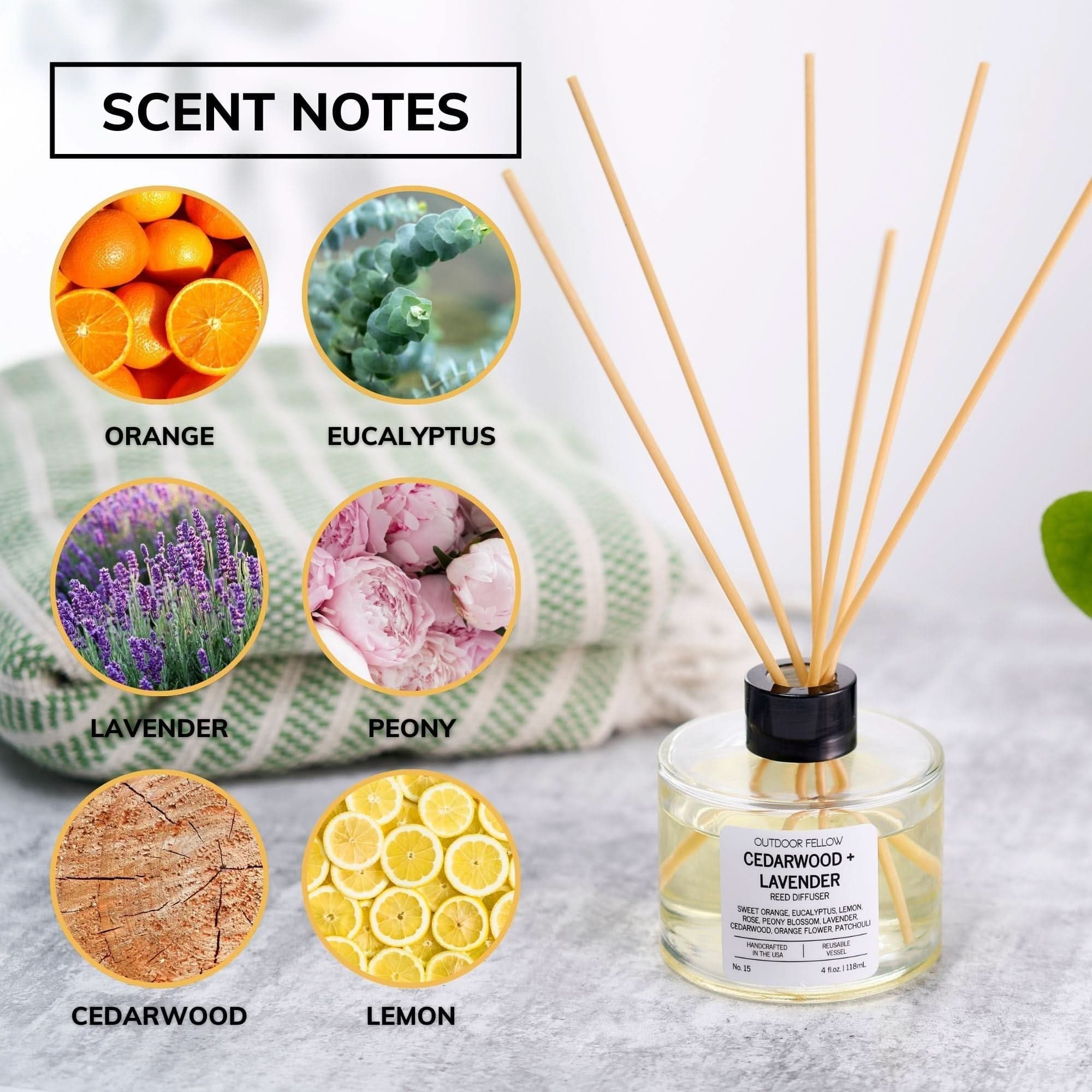 Outdoor Fellow Reed Diffuser Cedarwood and Lavender Reed Diffuser