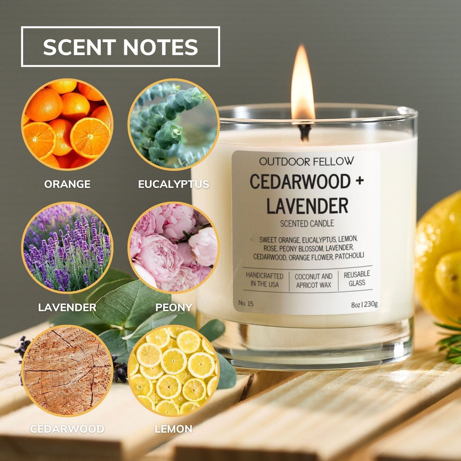 Cedarwood and Lavender Scented Candle