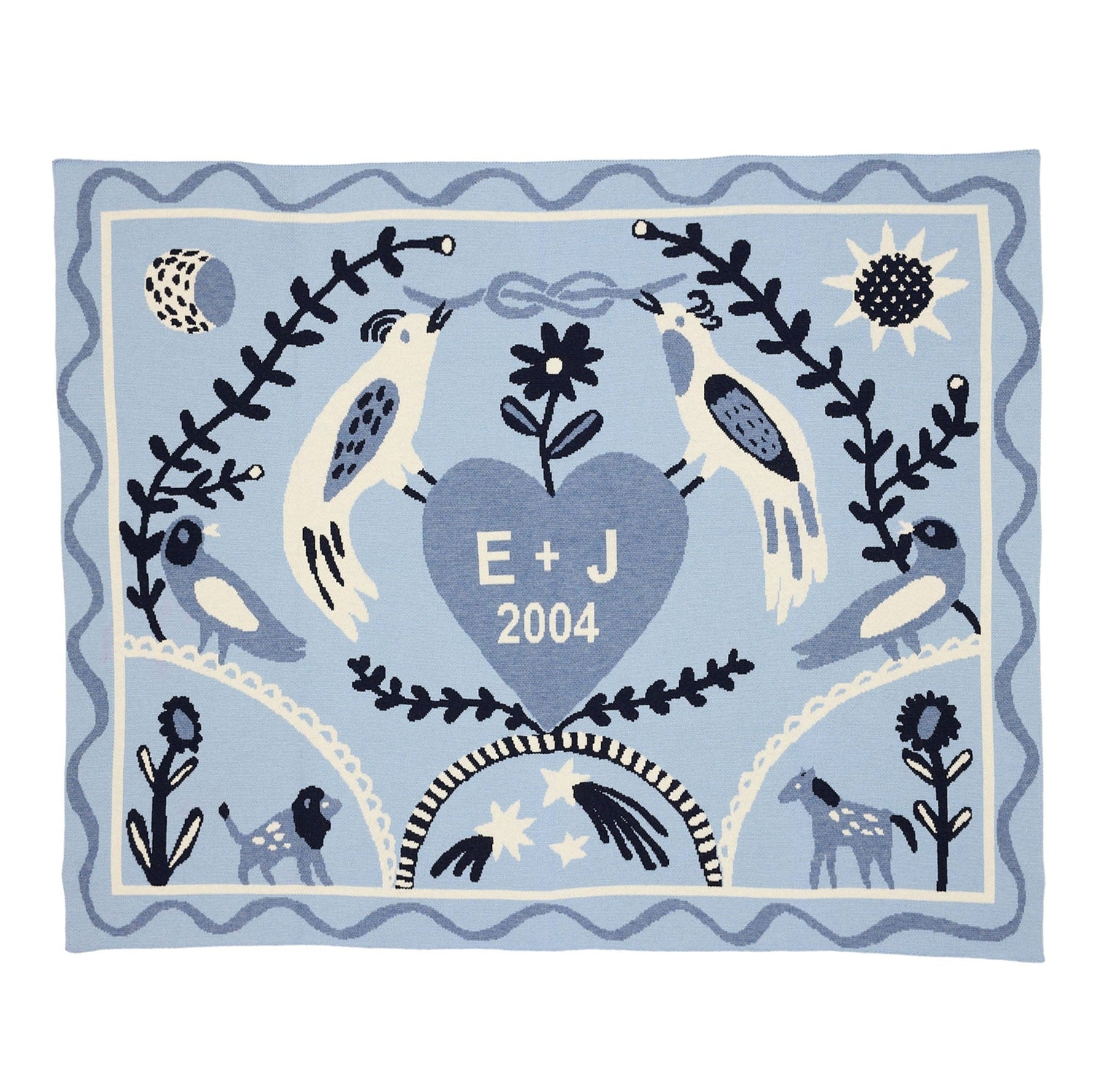 Biquette Throw Blanket Sky High in Merino Wool Ceremony Throw Blanket