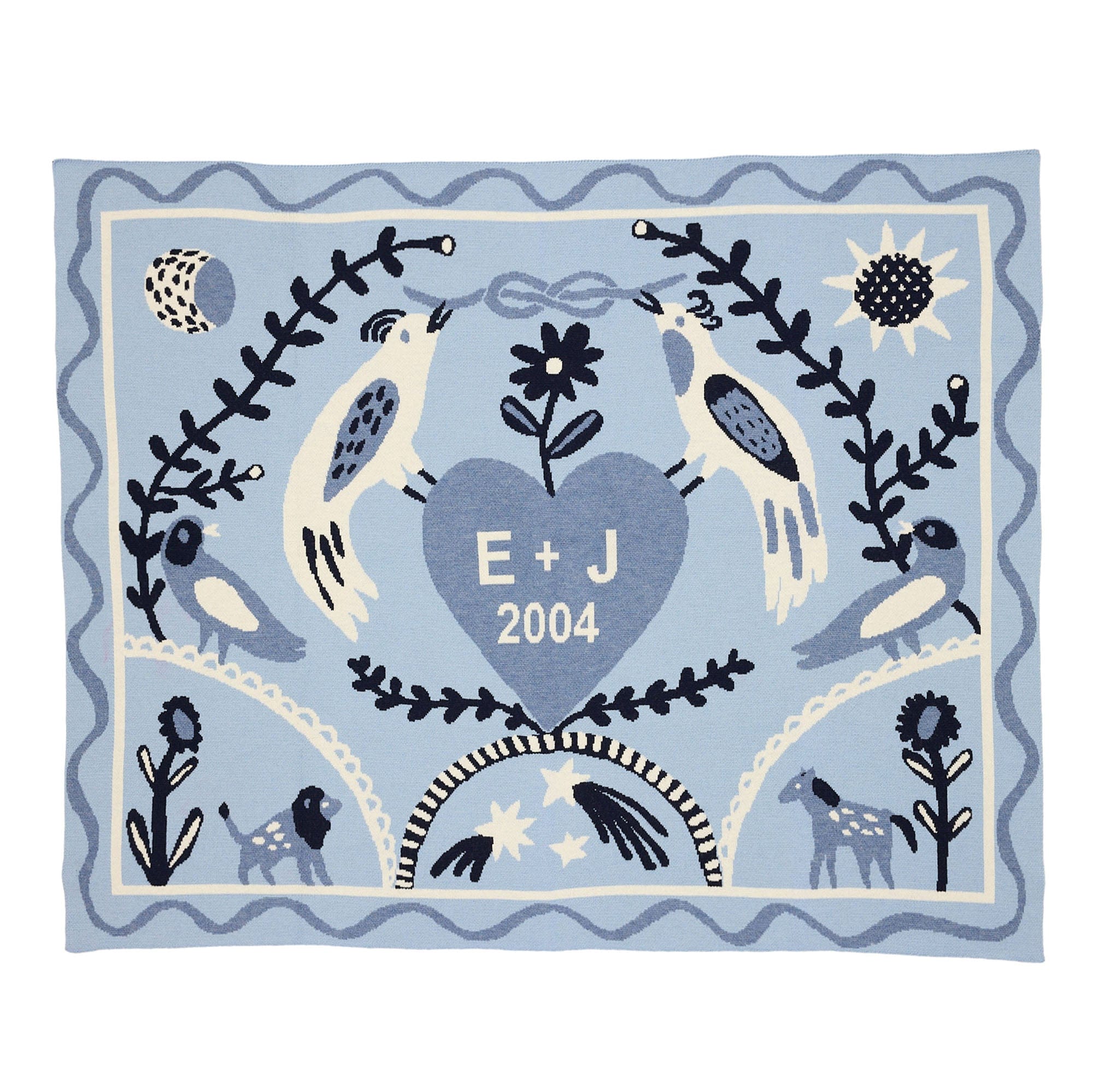 Biquette Throw Blanket Sky High in Merino Wool Ceremony Throw Blanket