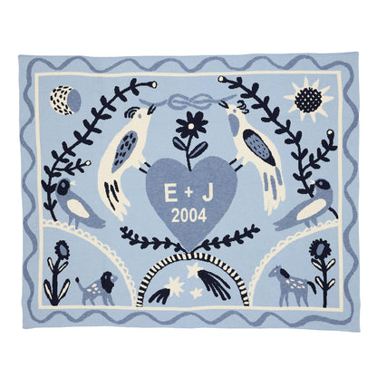 Biquette Throw Blanket Sky High in Merino Wool Ceremony Throw Blanket