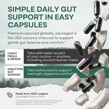 Activated Charcoal Capsules – 100% Organic Coconut Shells