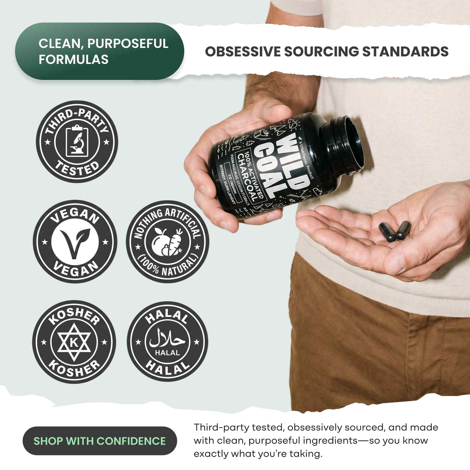 Activated Charcoal Capsules – 100% Organic Coconut Shells