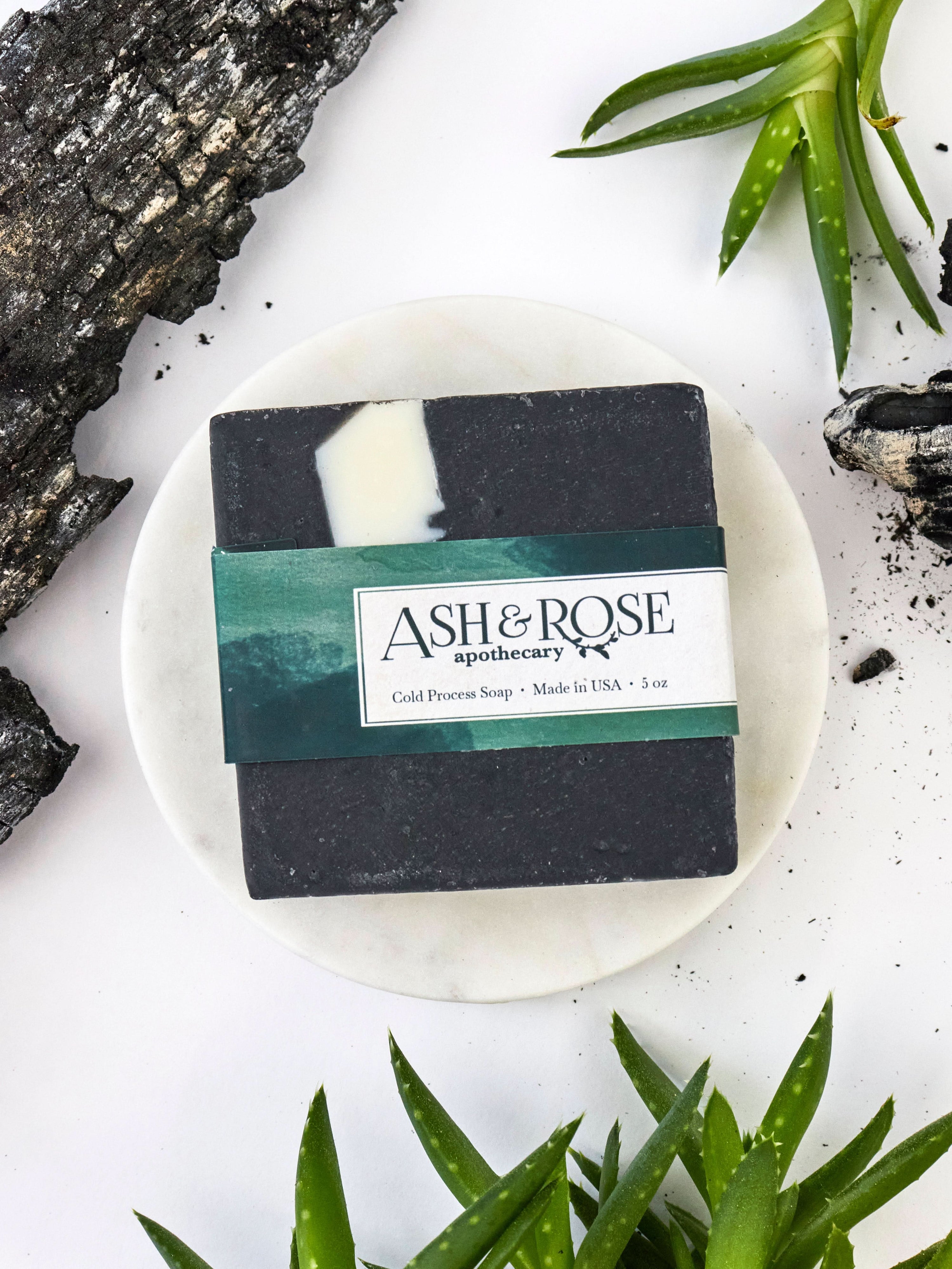 Ash &amp; Rose Bar Soap Charcoal &amp; Aloe Soap Scrub Bar