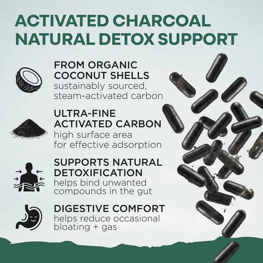 Activated Charcoal Capsules – 100% Organic Coconut Shells