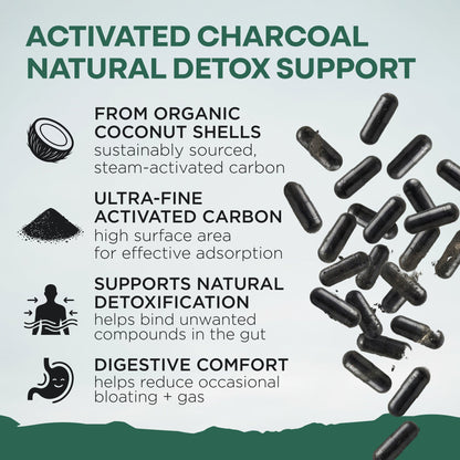 Activated Charcoal Capsules – 100% Organic Coconut Shells